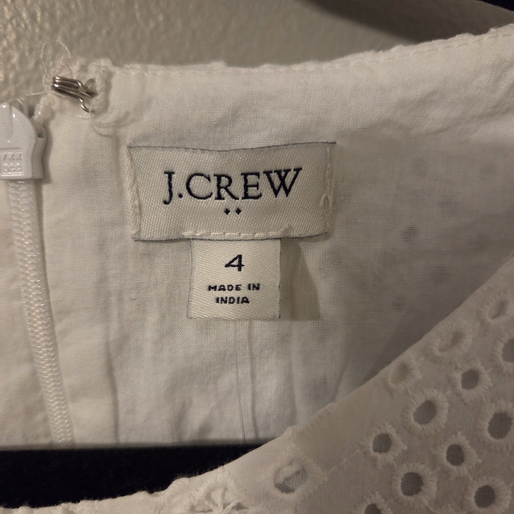 J. Crew Womens White Lace Teird Eyelet Midi Dress SZ 4 Coastal Preppy NWT - Picture 8 of 8